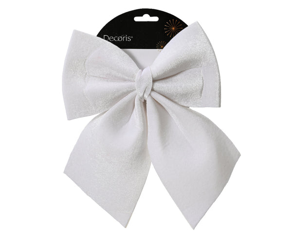 Large 24cm White Bow Christmas Tree Decoration