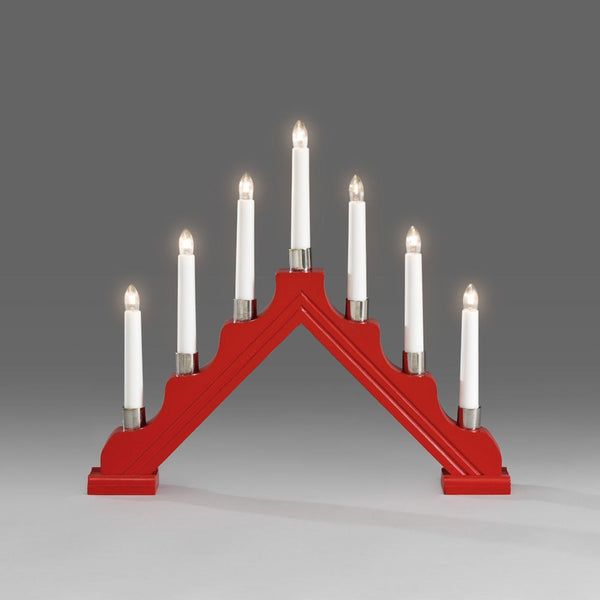 Classic Red Traditional Window Christmas Candle Bridge with Decorative Rings