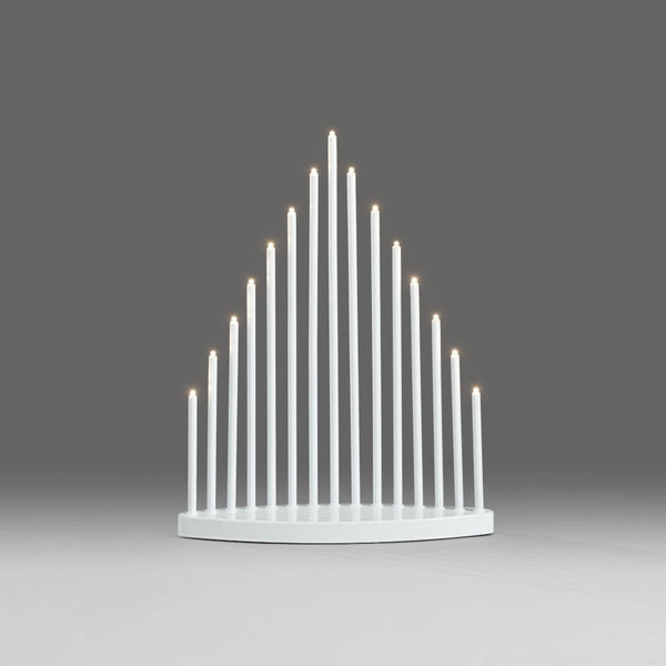 White Metal Candlestick with 15 LED Lights