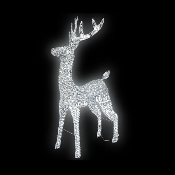 1.2m Glitter Twist Silver Twinkling Reindeer Christmas Silhouette