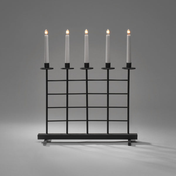 Black Square Lattice Candlestick Bridge with 5 LED Lights