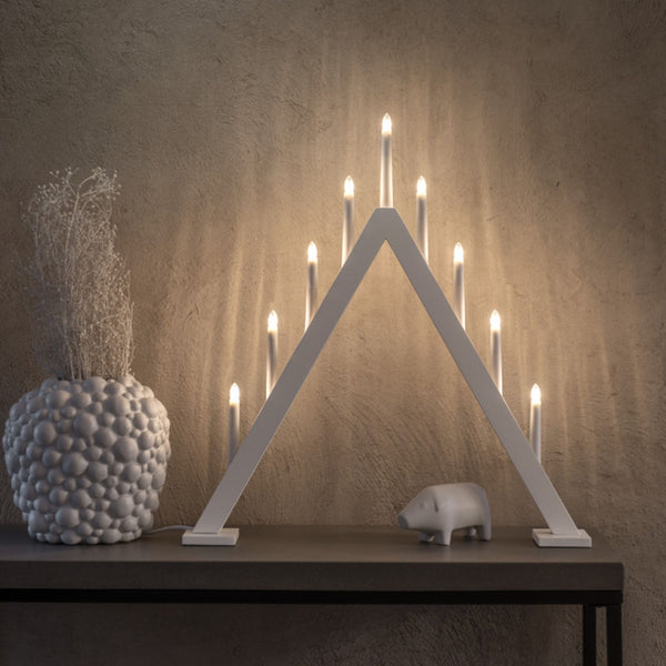 Matt White Modern High Arch Candlestick Bridge with 9 LED Lights