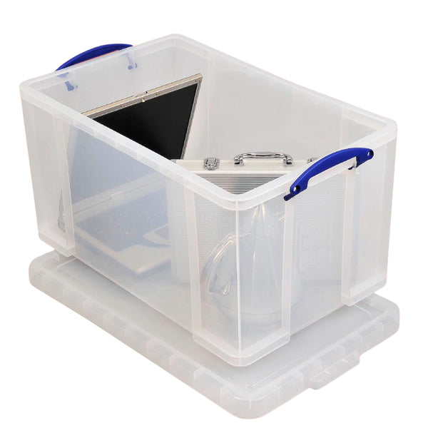 84 Litre Large Clear Strong Really Useful Christmas Storage Box with Lid