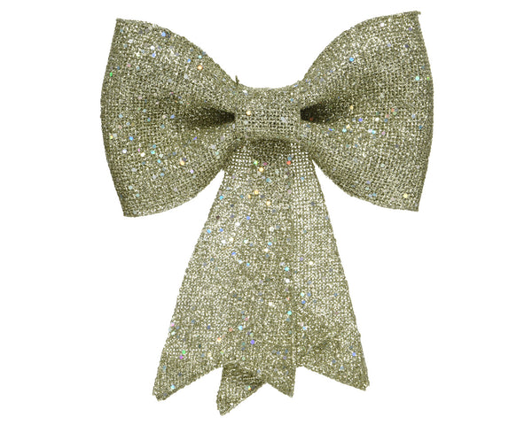 14cm Small Gold Glitter Bow Christmas Tree Decoration