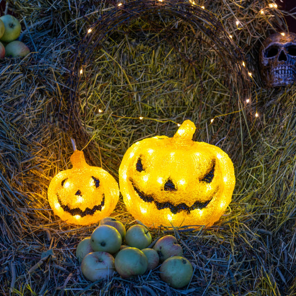 Set of 2 Acrylic Pumpkins LED Christmas Display Light