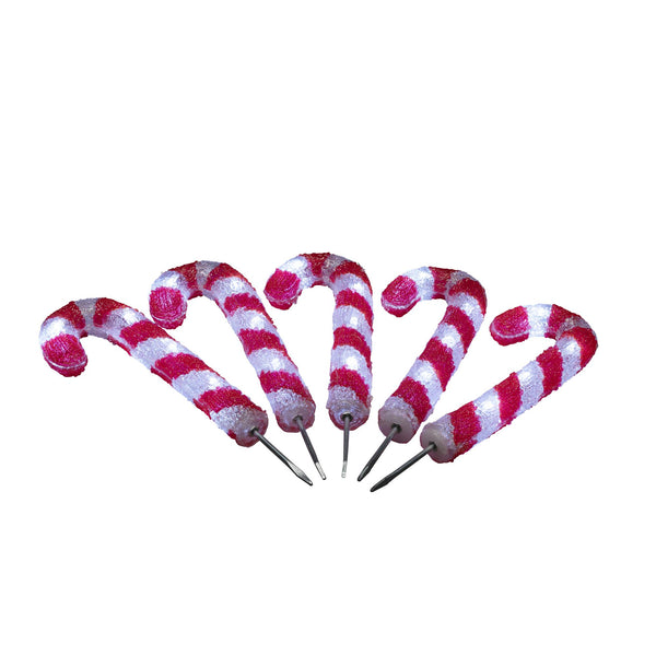 Set of 5 Acrylic Christmas Candy Canes Path Lights