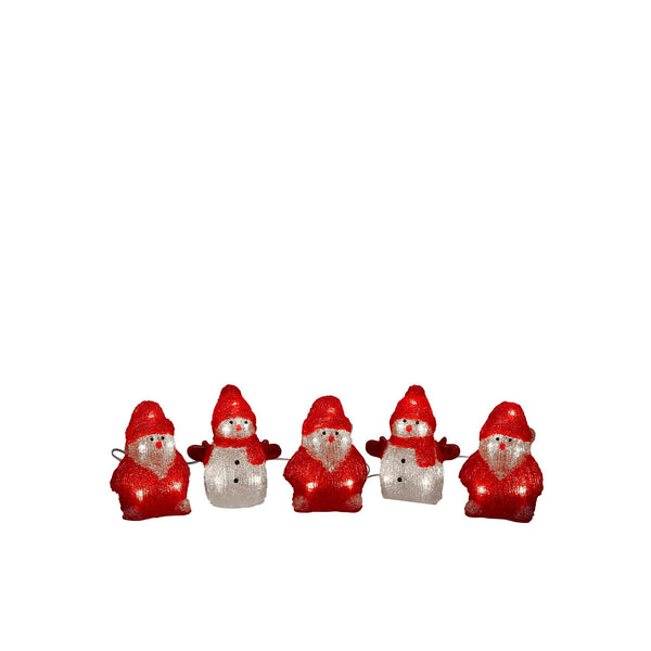 Set of 5 Acrylic LED Lit Snowman & Santa's