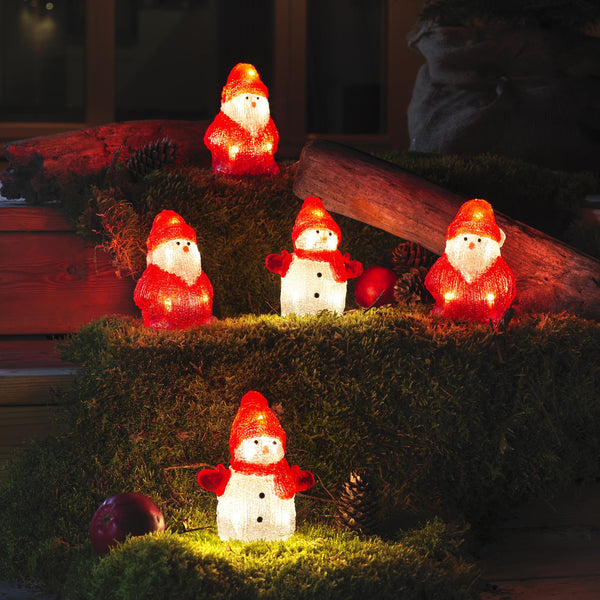Set of 5 Acrylic LED Lit Snowman & Santa's