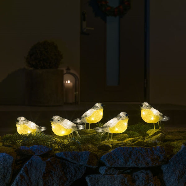Set of 5 LED Lit Acrylic Birds Christmas Display