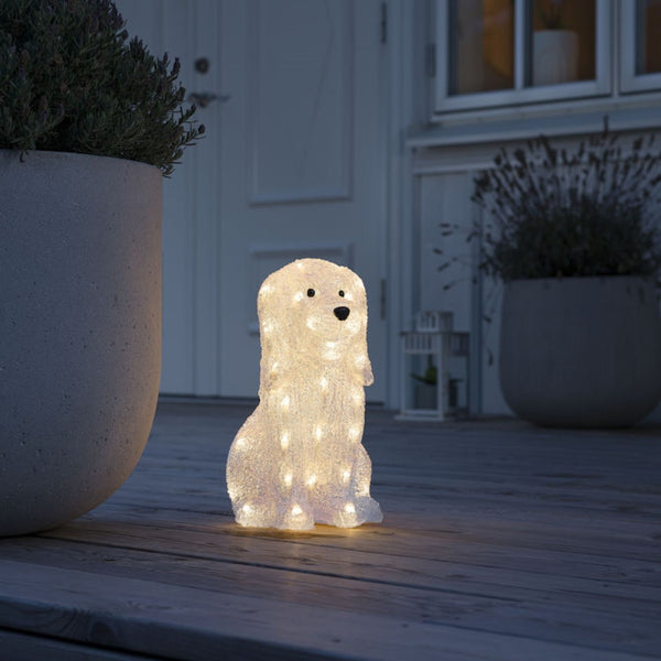 Acrylic Sitting Dog with 40 Warm White LEDs