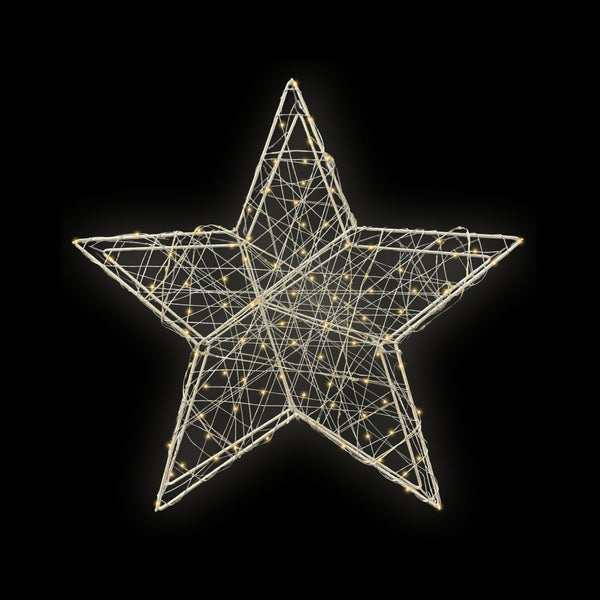 20cm Silver Star with Warm White Micro LED Lights