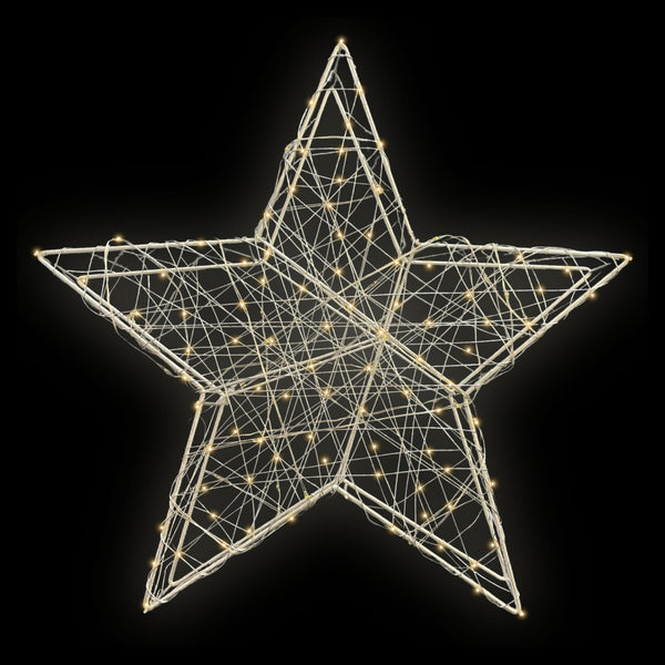 30cm Large Silver Star with Warm White Micro LED Lights