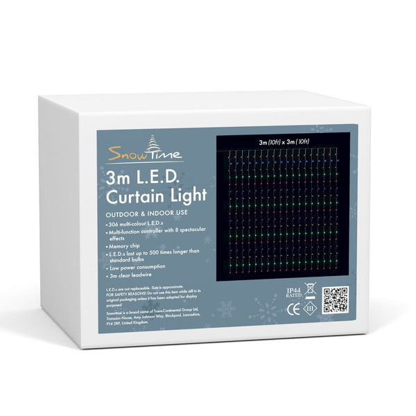 3m x 3m Multi Function Curtain Light with 306 Multi Coloured LEDs