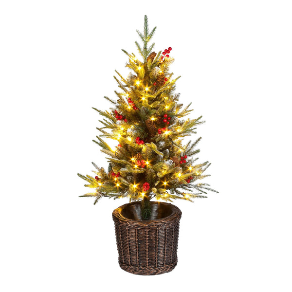 4ft Ontario Pine Pre Lit Artificial Potted Christmas Tree
