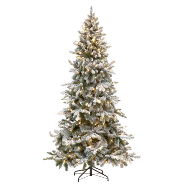 5ft Majestic Snowy Pine Pre Lit Artificial Christmas Tree with 200 Warm White LEDs