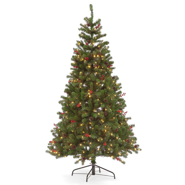 5ft Pine Creek Artificial Pre Lit Christmas Tree with Berries and Pine Cones