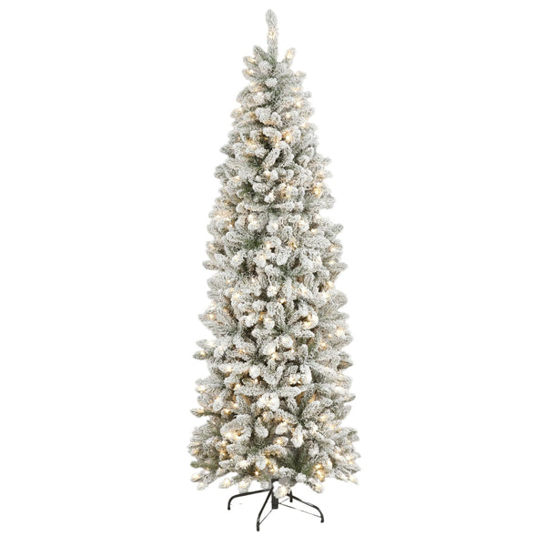 5ft Slim Snow Flocked Snowshoe Spruce Pre Lit Artificial Christmas Tree