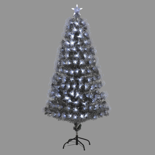 4ft Fibre Optic Silver Star Pre Lit White LED Artificial Christmas Tree