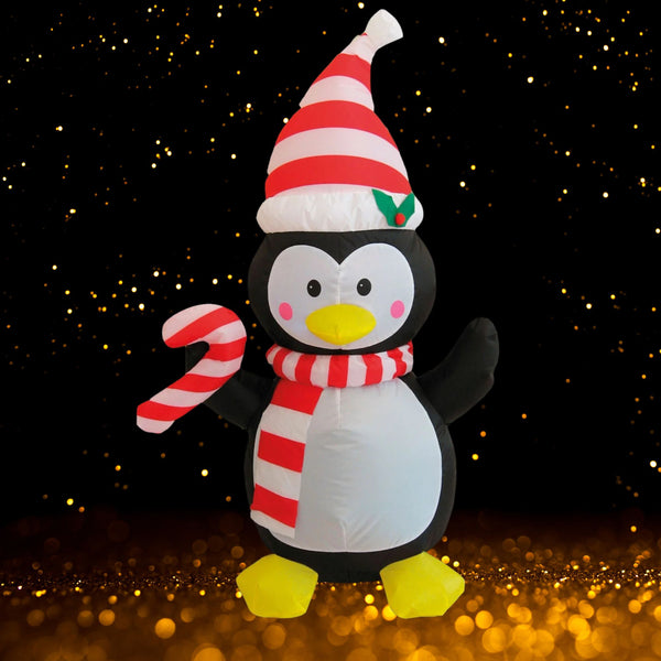 4ft Giant Christmas Inflatable Candy Cane Penguin