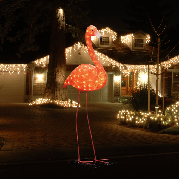 1.1m Acrylic Christmas Flamingo Lit with 96 LEDs