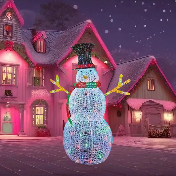1.3m Soft Acrylic Snowman with 160 Multi Coloured LEDs