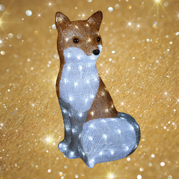 54cm Acrylic Fox with 100 Ice White LEDs