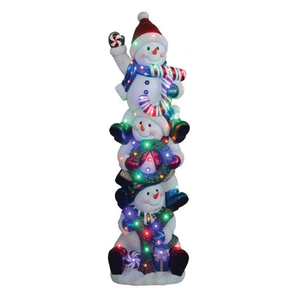 1.52m 3 Stacked Joy Snowmen with Multicoloured LED Lights Display Prop