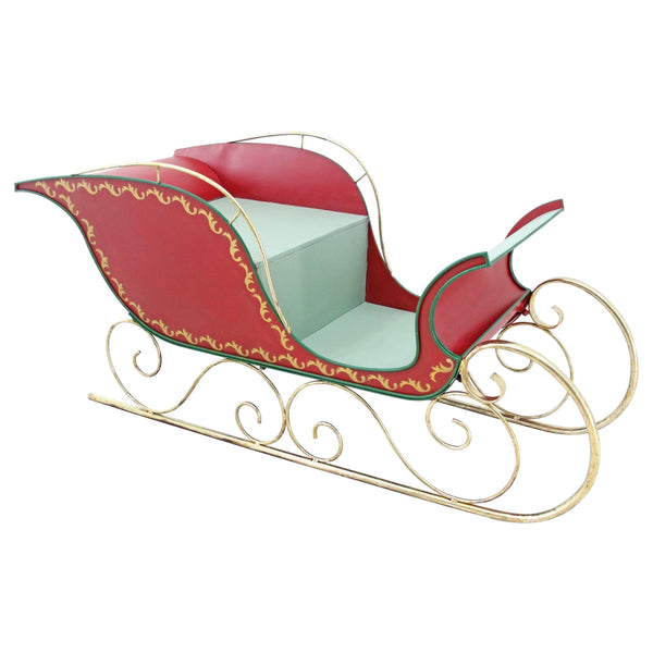 Red Metal Sleigh Commercial Christmas Display Prop