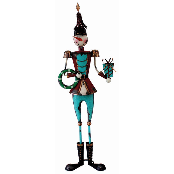 5ft Metal Snowman Soldier with Gift Commercial Christmas Display Prop