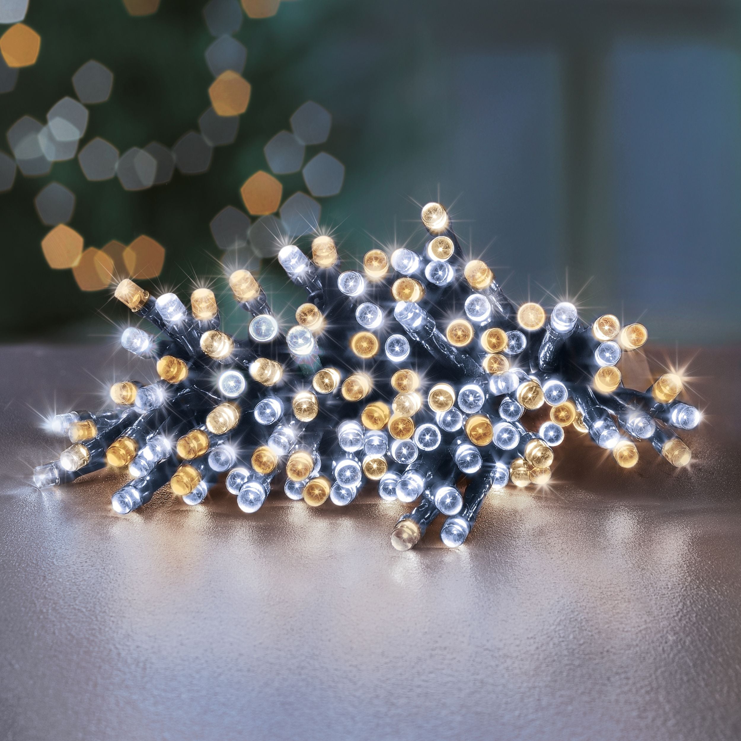 100 White & Warm White Multi Action Battery Powered LED Lights with Ti