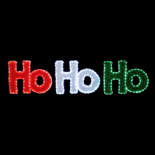 2m Ho Ho Ho Tinsel Motif Outdoor Christmas Sign with LEDs