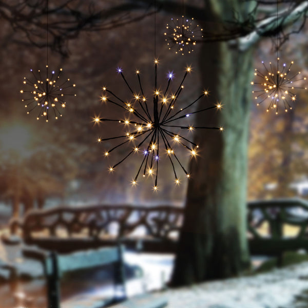 Set of 4 Sparkle Ball Lights with 200 White and Warm White LEDs