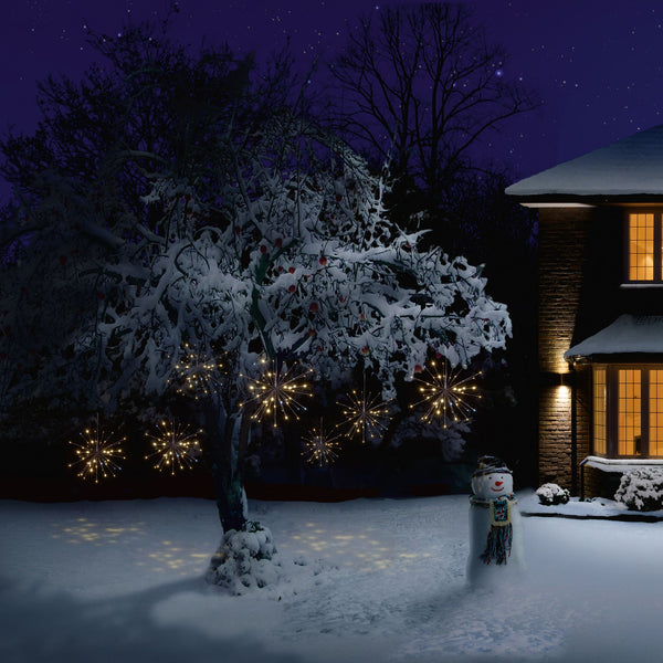 Set of 4 Sparkle Ball Lights with 200 White and Warm White LEDs