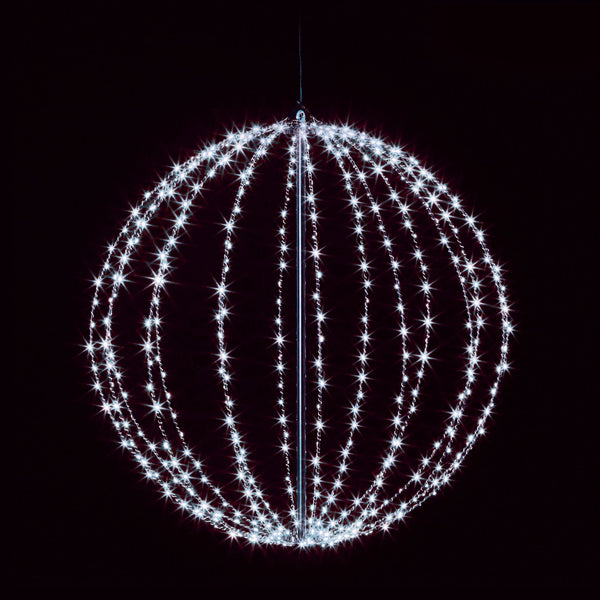 40cm White Metal Sparkling Sphere Frame 240 White LEDs