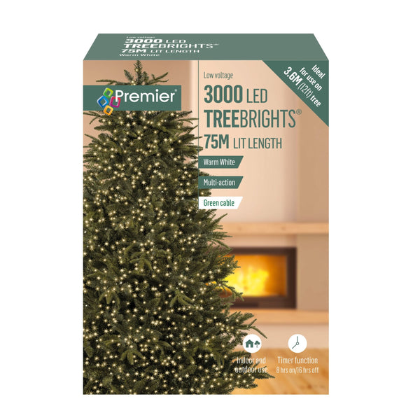 3000 Warm White Treebrights Multi Action LED Lights with Timer