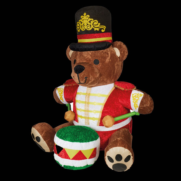 2.7m Plush Teddy Bear Drumming Nutcracker Christmas Inflatable with LEDs