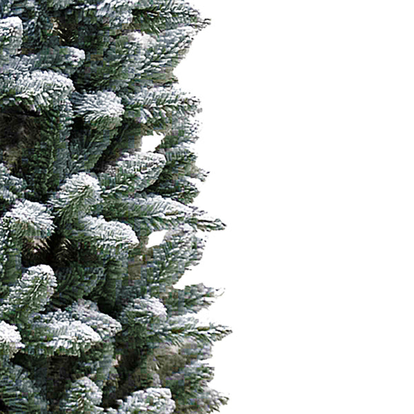 7.5ft Flocked Snowy Kingswood Fir Artificial Pencil Christmas Tree with Metal Stand