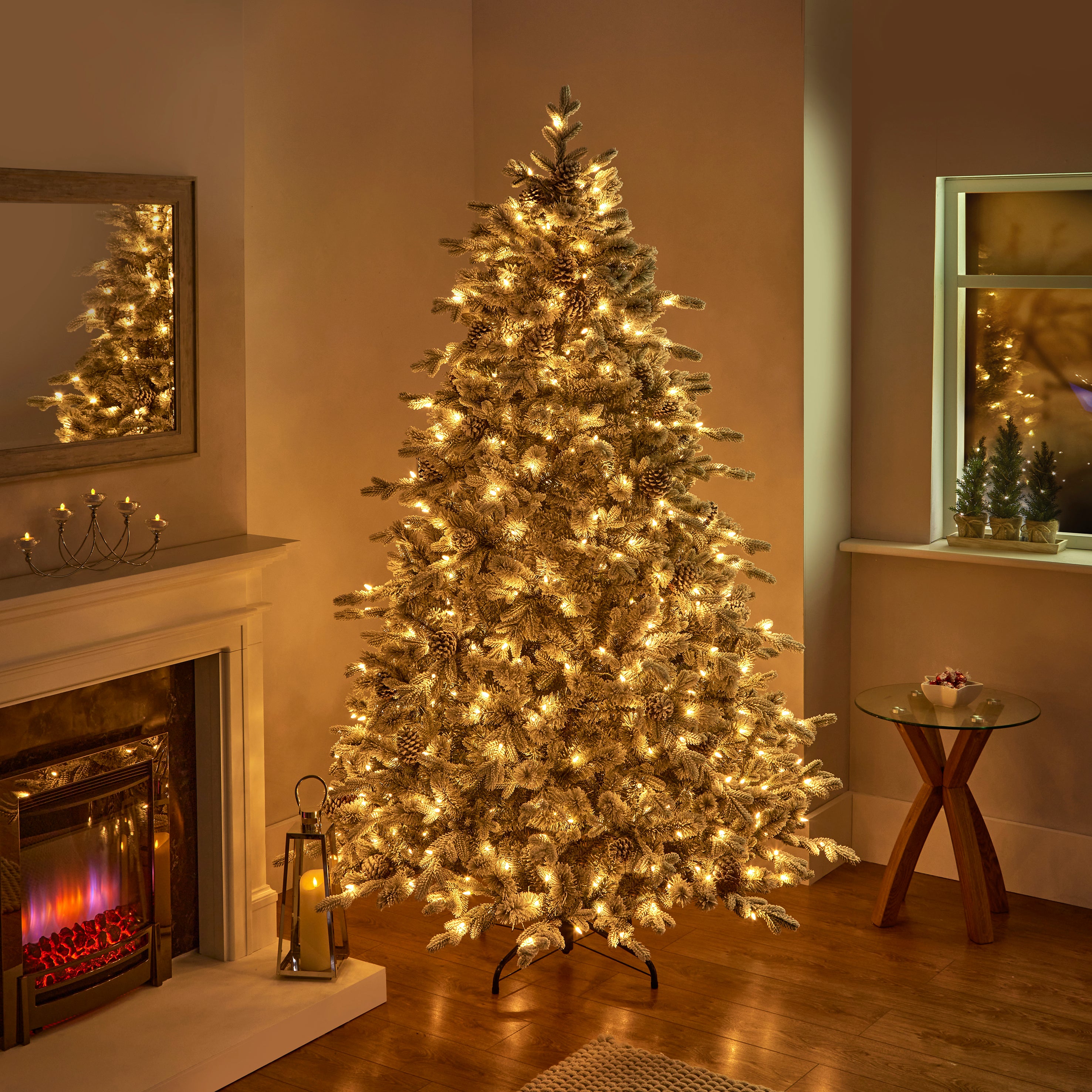 7.5ft Snowy Pre Lit Dorchester Spruce Luxury Real Feel Artificial Chri
