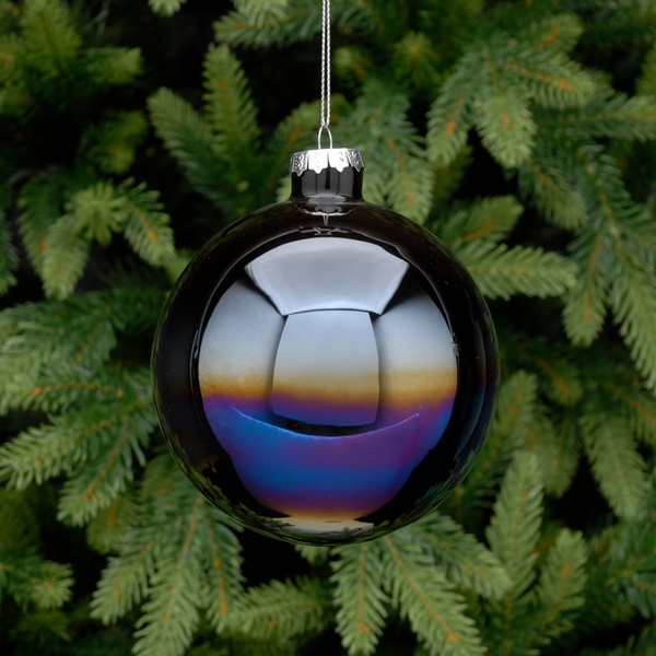 8cm Purple Petrol Effect Bauble Tree Decoration
