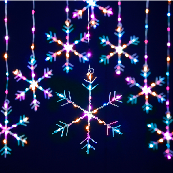 1.2m x 1.2m Snowflake Curtain Light with 256 Aurora Rainbow LED's