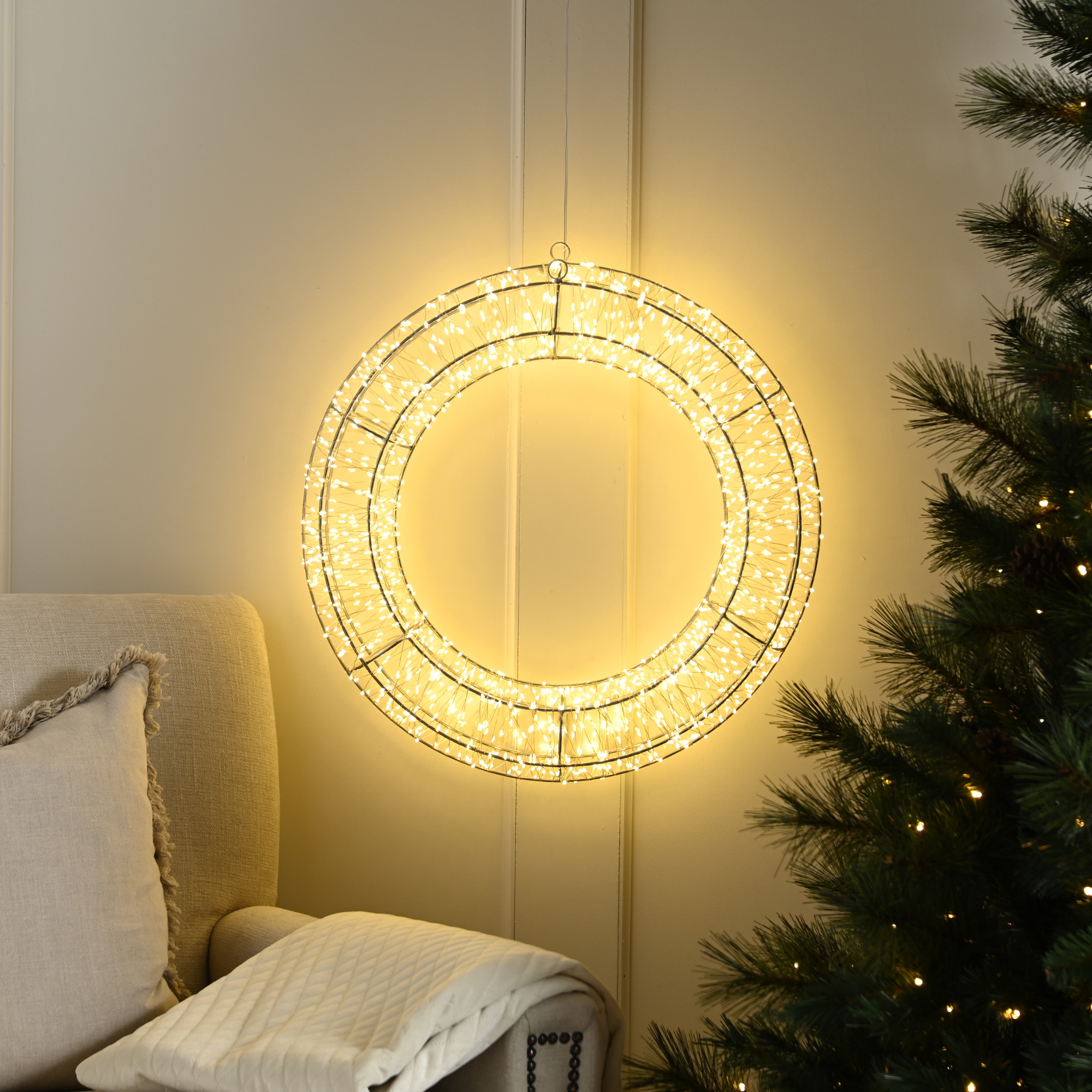 50cm Dewdrop Wreath with 1440 Warm White LEDs
