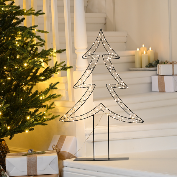 76cm Lit Twinkling Christmas Tree on Stand with 200 Warm White LED's