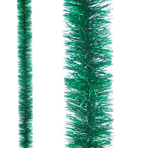 2m Fine Cut Thick Christmas Tinsel Rich Green