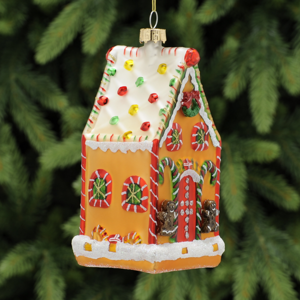 14cm Glass Gingerbread House Christmas Tree Decoration
