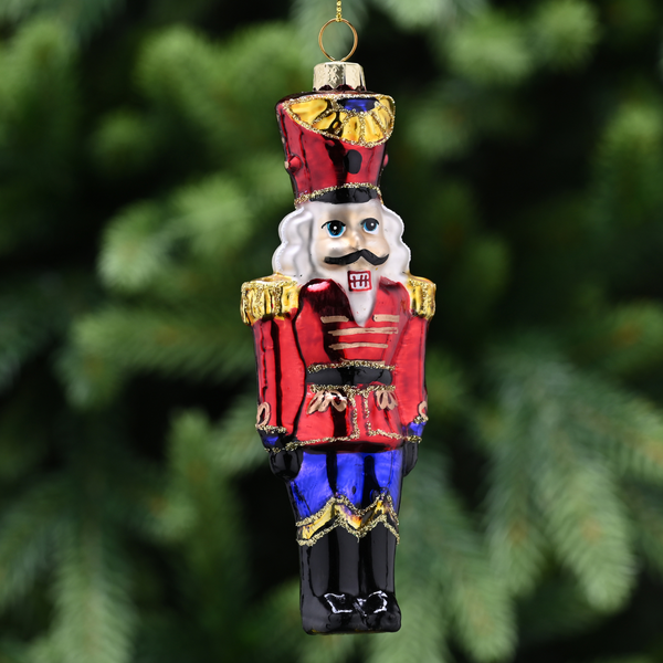 14cm Glass Hanging Christmas Nutcracker Tree Decoration