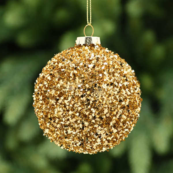8cm Classic Gold Encrusted Glass Bauble Tree Decoration