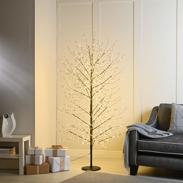 6ft Pre Lit Black Twinkling Microdot Christmas Tree with 1,300 Warm White LED's