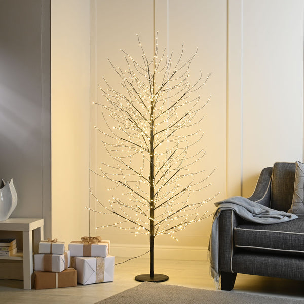 7ft Pre Lit Black Twinkling Microdot Christmas Tree with 1,700 Warm White LED's