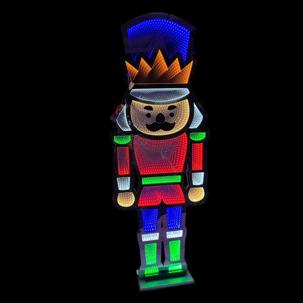 6ft Multi Coloured Festive Nutcracker Christmas Infinity Light for Commercial Christmas Display