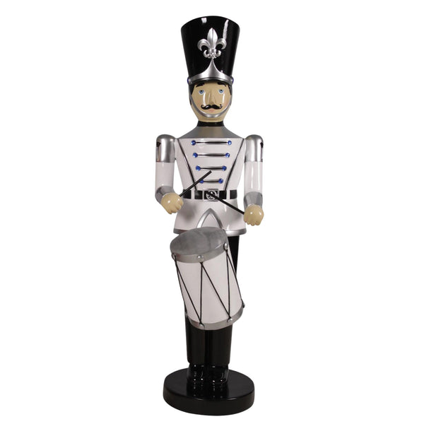2.7m Christmas Toy Soldier Wearing White and Black Uniform Playing Drum